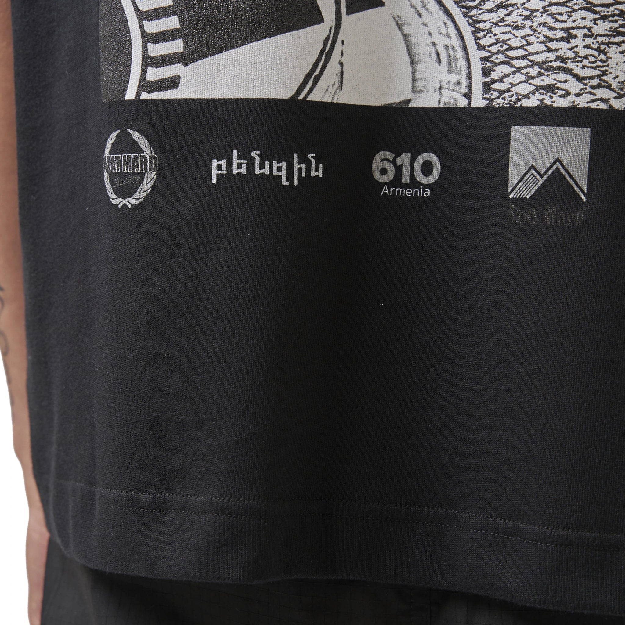 Back detail view of Azat Mard Yerevan Racing T Shirt Black FW23033